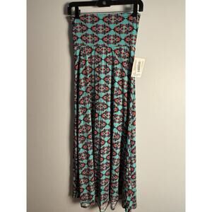 LuLaRoe Maxi Skirt Dress Green Blue Red Triangle Flowy High Yoga Waist XXS NWT